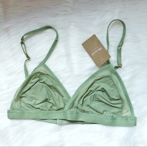 🆕 NWT Madewell Micro Mesh XS Light Green Bralette - Picture 1 of 8